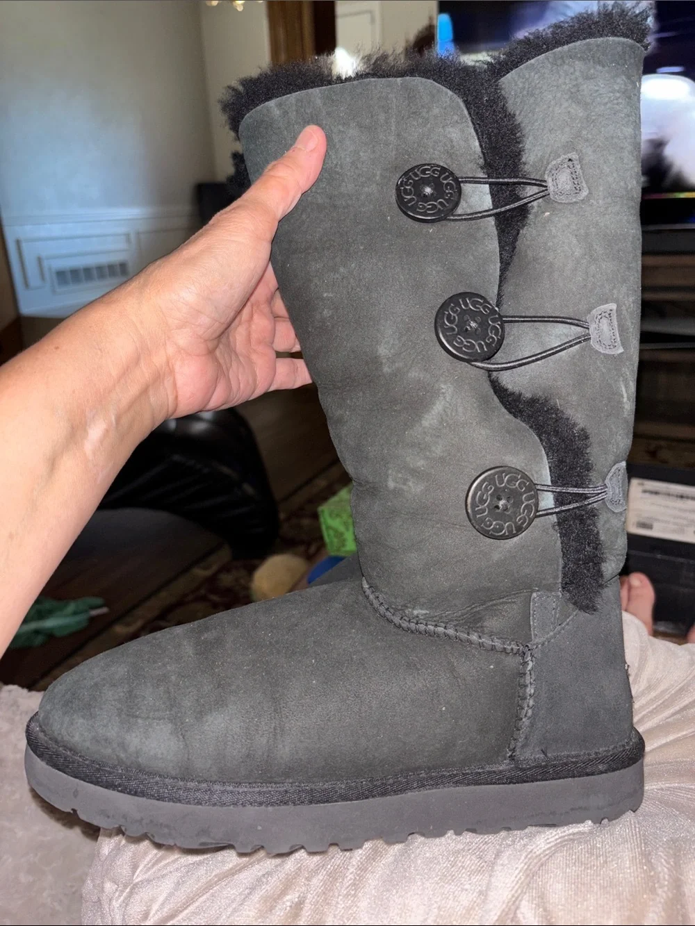 UGG Black Bailey Button Winter Boots